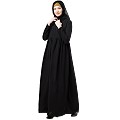 Front open abaya with pintucks- Black Front open abaya with pintucks- Black